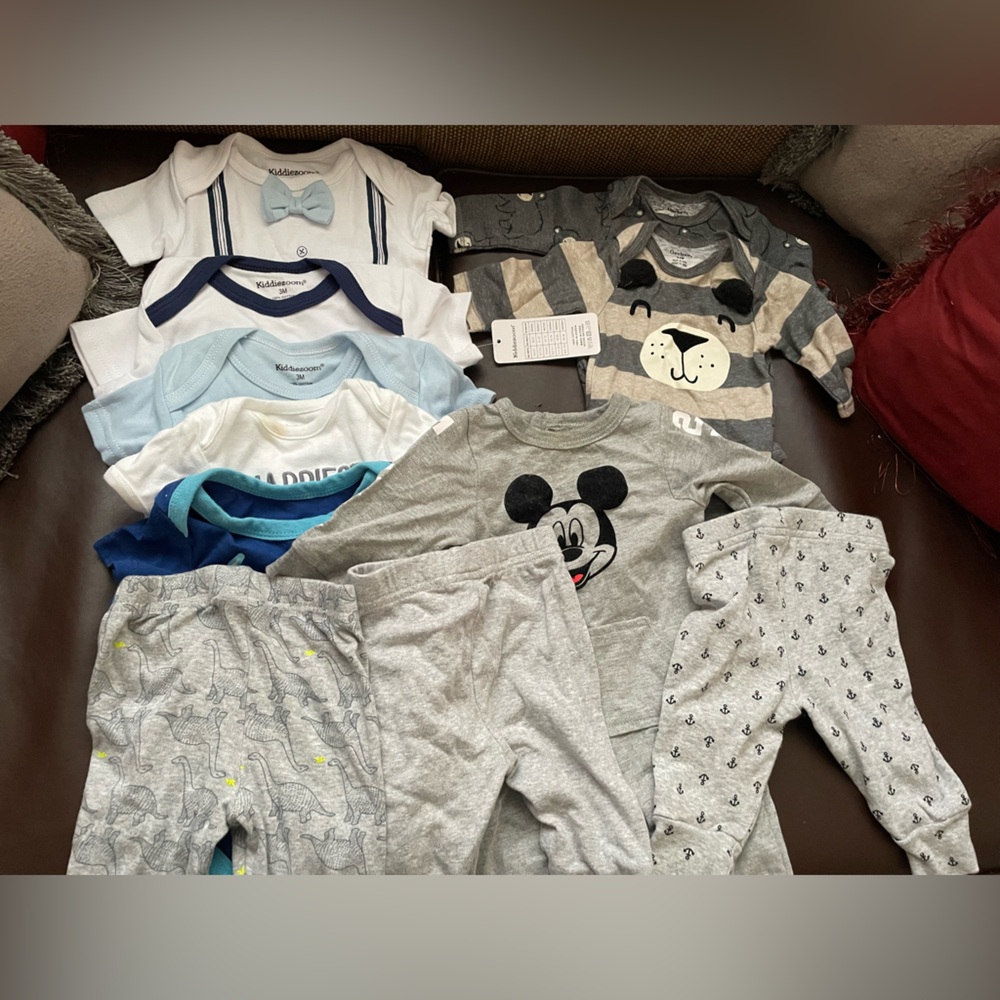 Boys 8 One Piece Outfits And 3 Pairs Of Pants Size 3 Months